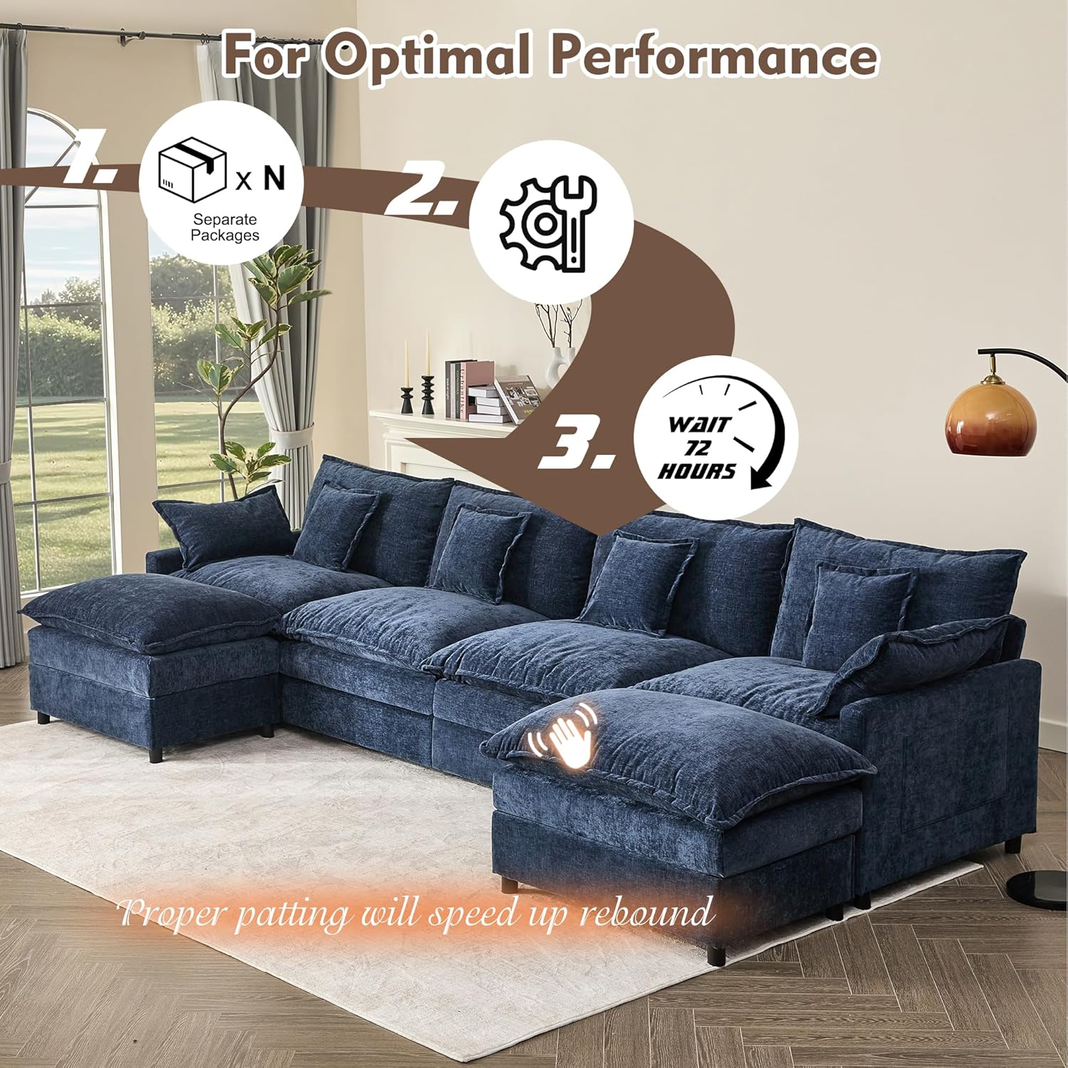108" U-shaped sofa modular sofa Comfortable cloud sofa