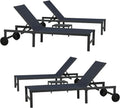 PURPLE LEAF Patio Tanning Lounge Chair Set with Face Down Hole Outdoor Aluminum Adjustable Reclining Chairs Wheels Pillows and Table for Poolside Beach Sunbathing Lounger, Beige