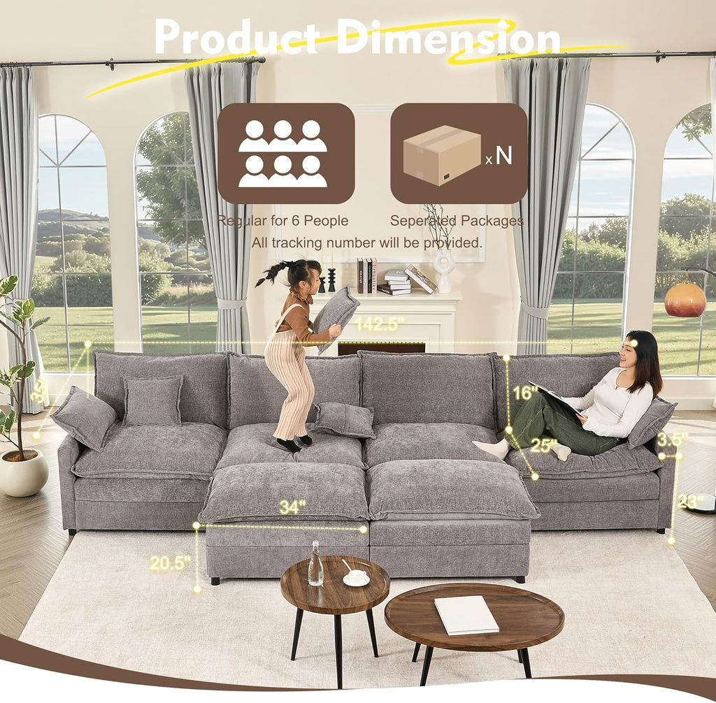 108" U-shaped sofa modular sofa Comfortable cloud sofa