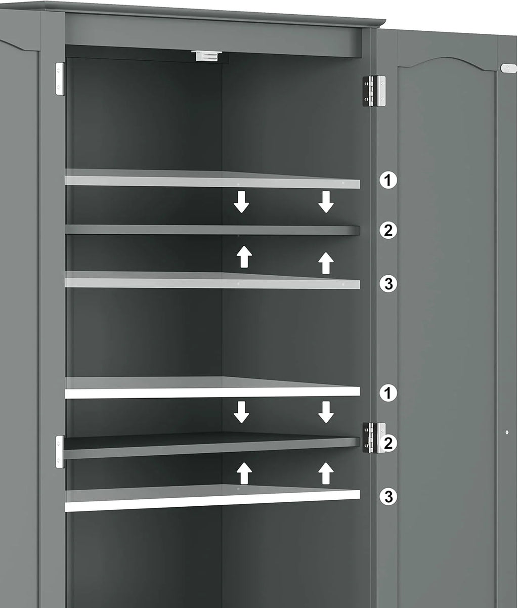 Tall Pantry Cabinet, Freestanding Storage Cabinet, Wooden Kitchen Pantry with 4 Doors and 5 Shelves, 72" Floor Cabinet Organizer