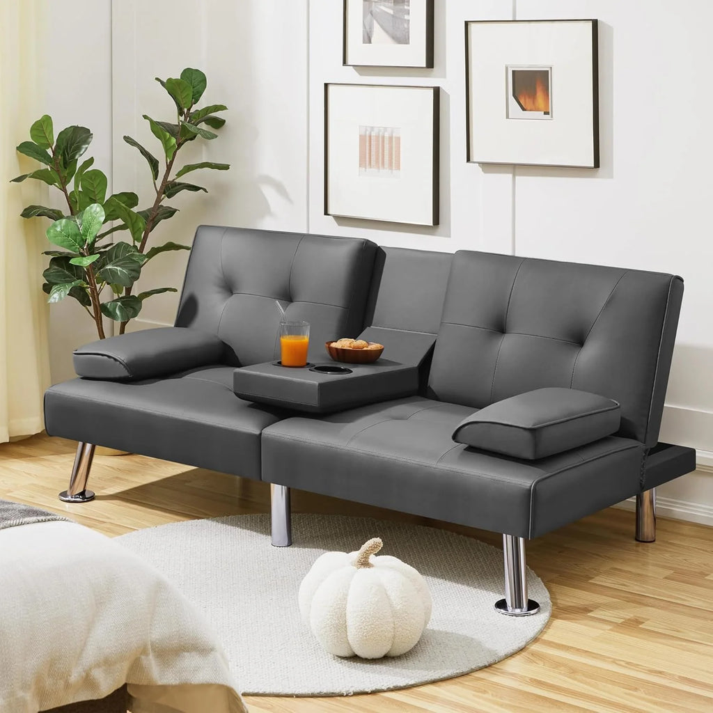 Convertible Sofa Bed Modern Imitation Leather Home Recliner Flip Double Sofa Folding Sofa Bed Guest Bed