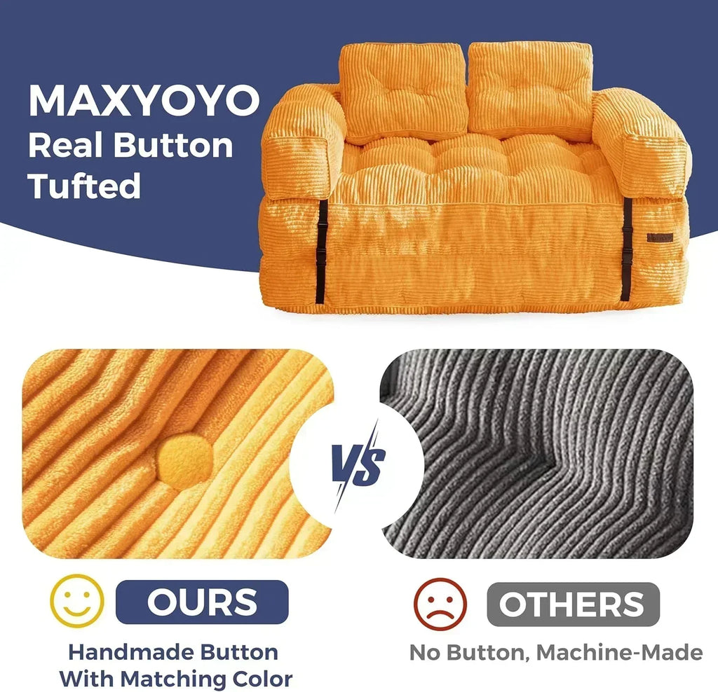 Folding Sofa Bed L-Shaped Convertible Sofa Bed with Armrests and Pillows