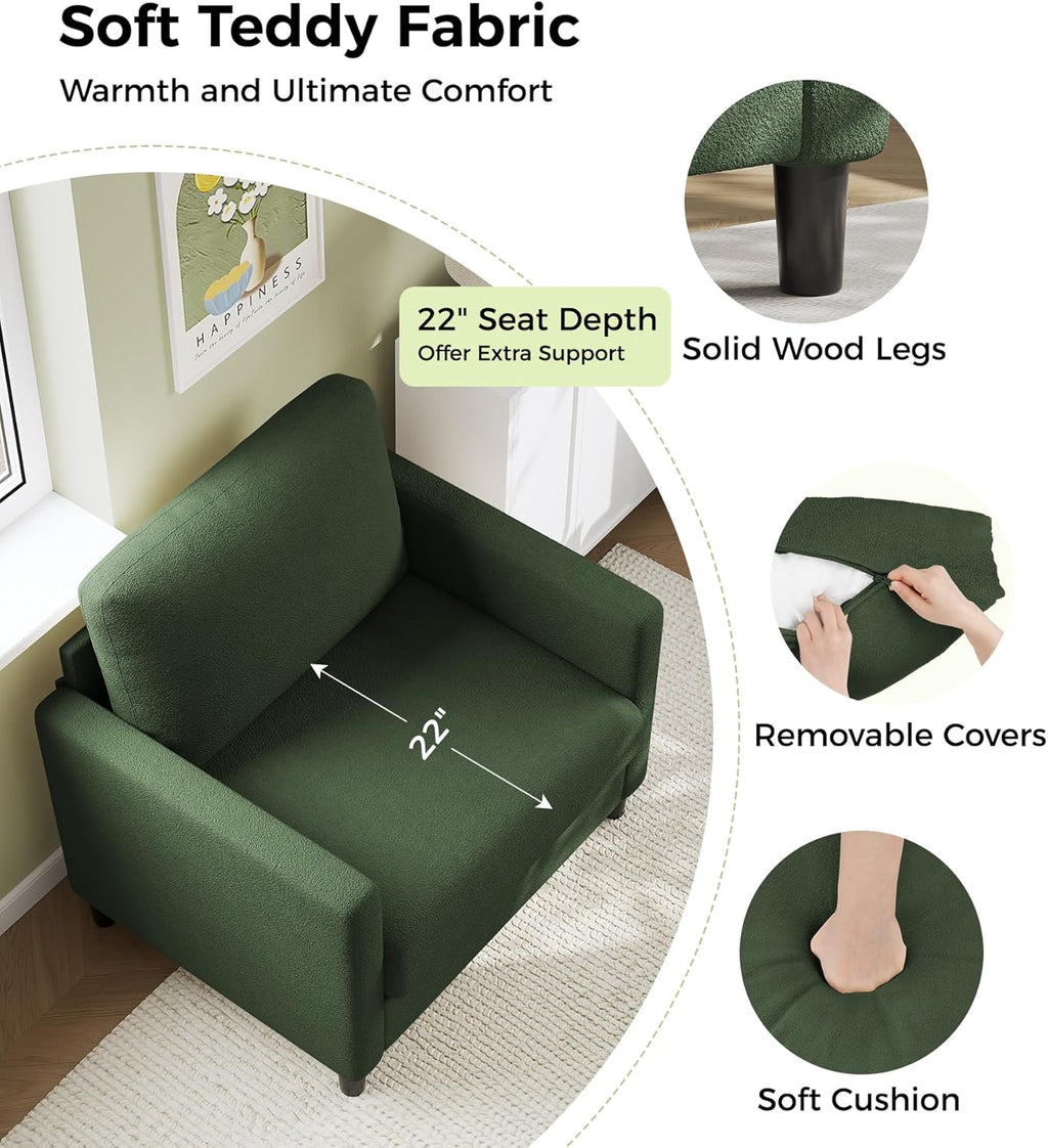 Loveseat Sofa 51" Love Seat Comfy Corduroy Small Loveseat Tool-Free Setup Couch