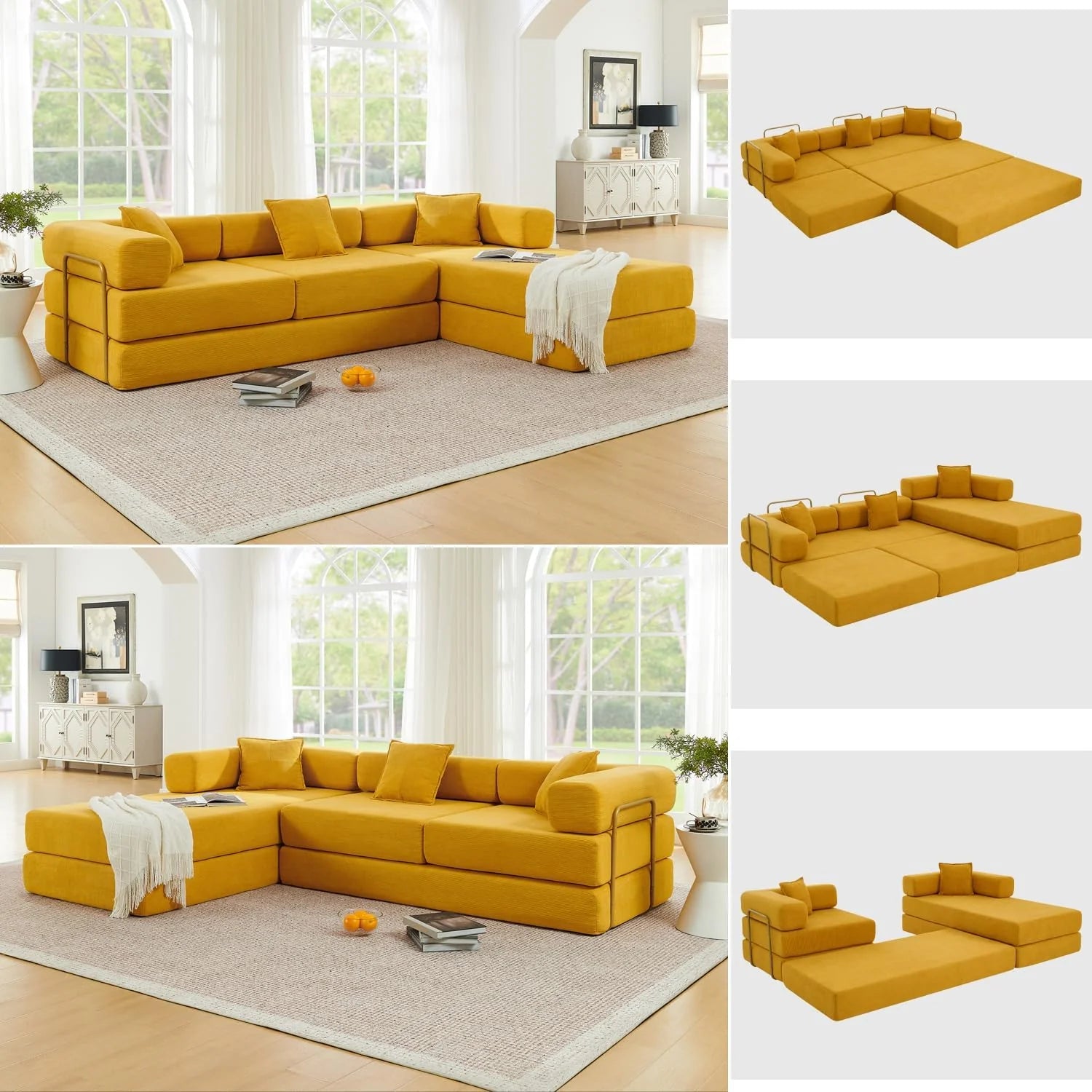 HANXIN 78 Inch Convertible Sleeper Sofa Bed, Folding Floor Mattress Couch
