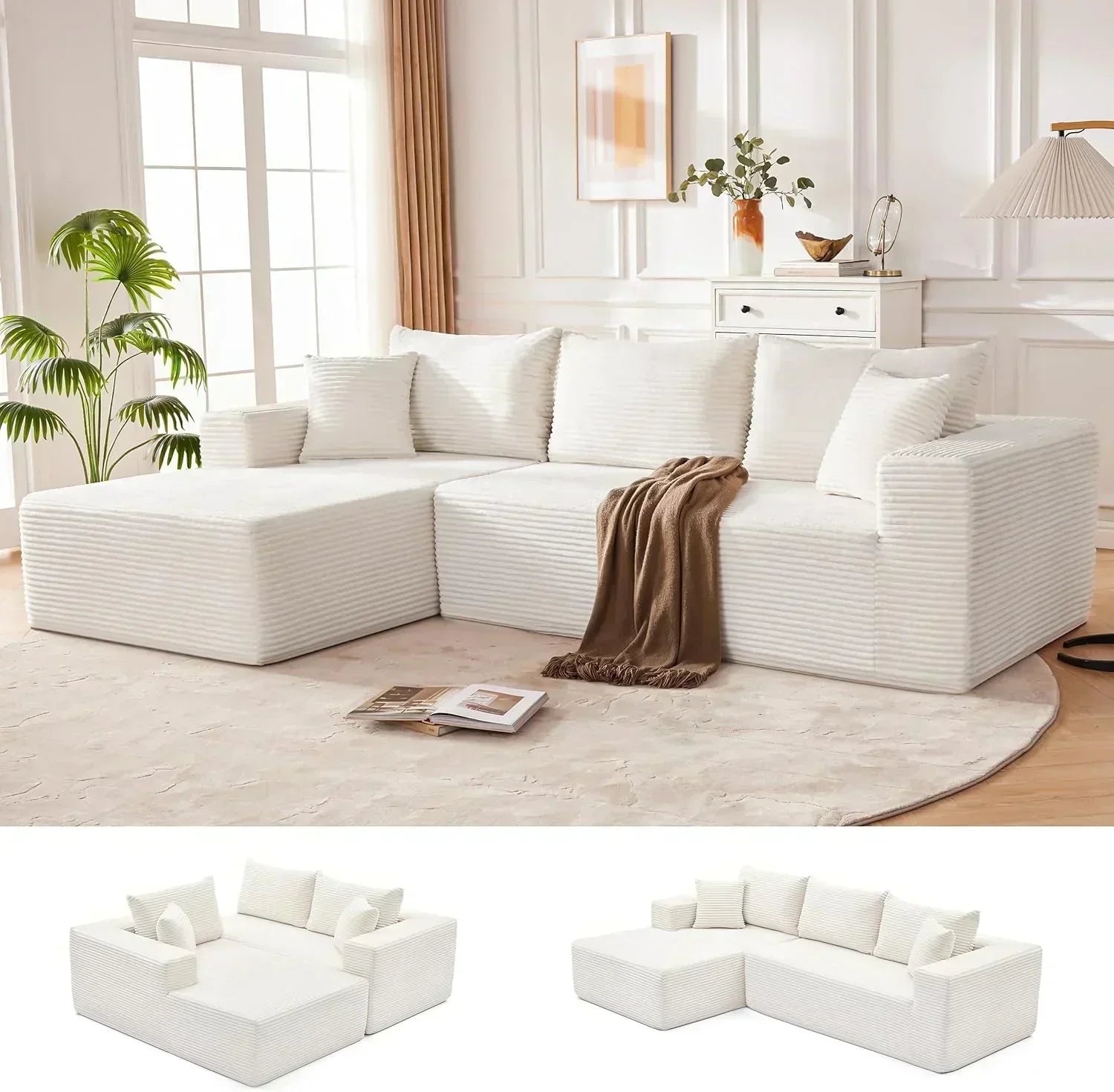110-inch cloud sofa boneless sofa in the living room modular sofa with deep seats